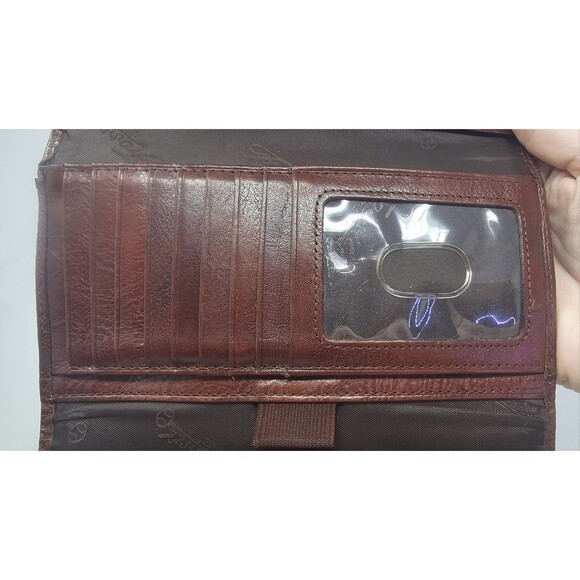 Vintage Fossil Brown Leather Trifold Check Book Credit Card Wallet 7"X4" - Picture 10 of 16